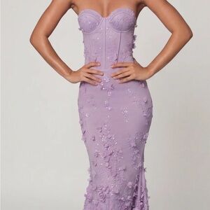 Oh Polly Strapless AMAL Lilac Dress